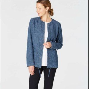 Pure Jill Indigo Jacket / cotton crinkle button up